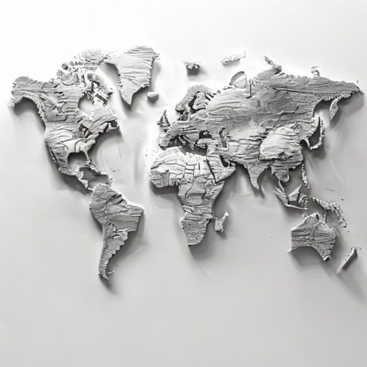 Carte du Monde Relief 3D Mural | minifab3d