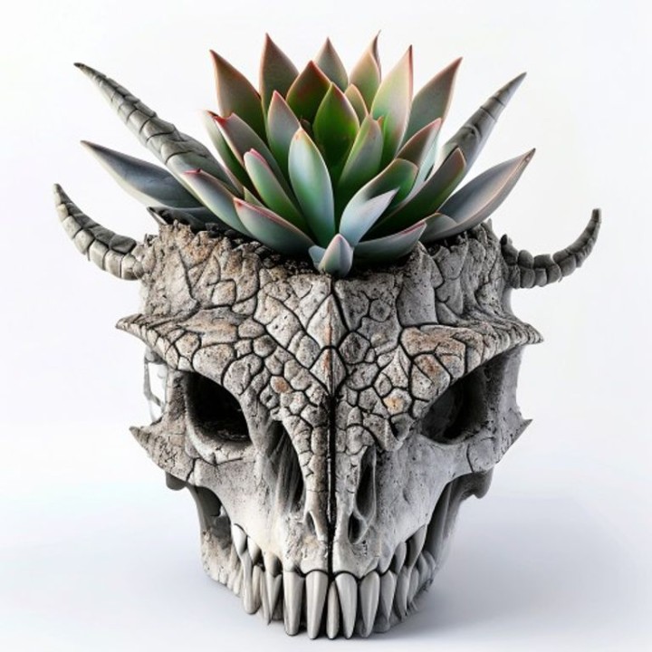 Skull Planter Dragon Fantasy — Pot Fantastique 3D | minifab3d