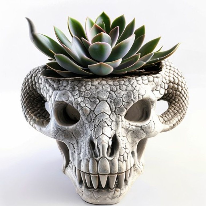 Skull Planter Dragon Fantasy — Cache-Pot 3D | minifab3d